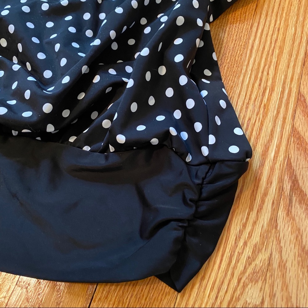 Polka Dot Blouson Strapless Swim Top - Picture 3 of 7